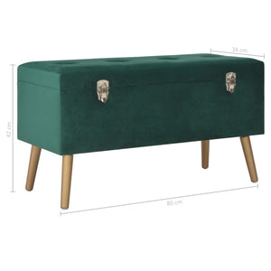 Grüne Samt Bank mit Staufach, 80 cm