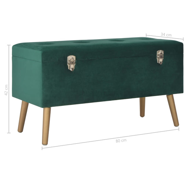 Grüne Samt Bank mit Staufach, 80 cm