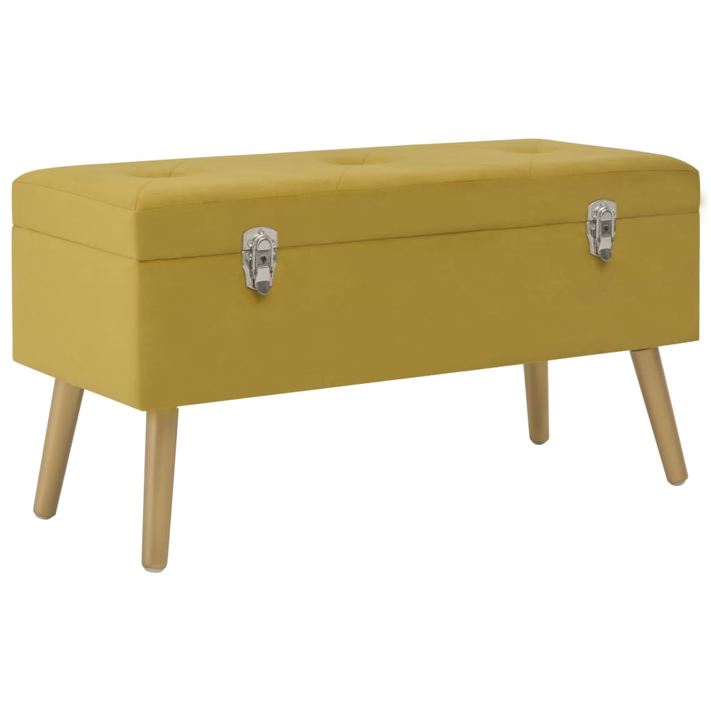 Bank Senfgelb Samt 80cm mit Stauraum