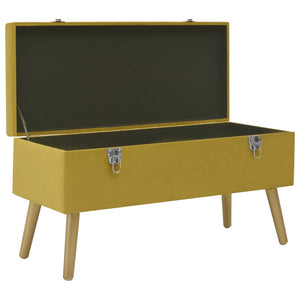 Bank Senfgelb Samt 80cm mit Stauraum