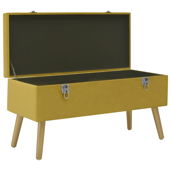 Bank Senfgelb Samt 80cm mit Stauraum