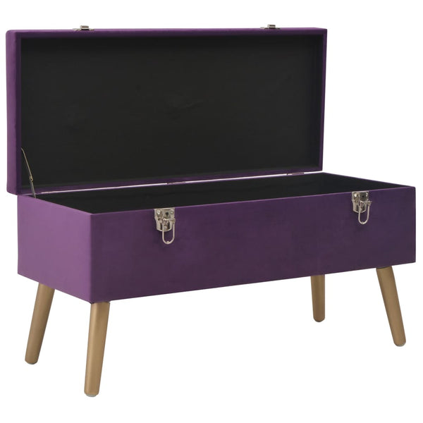 Lila Samt Bank mit Stauraum, 80 cm