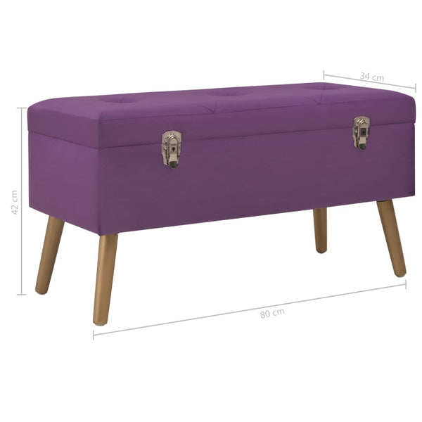 Lila Samt Bank mit Stauraum, 80 cm
