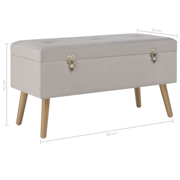 Graue Samt Bank mit Stauraum, 80 cm