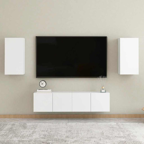 Weiße Hänge-TV-Schränke, 2er-Set