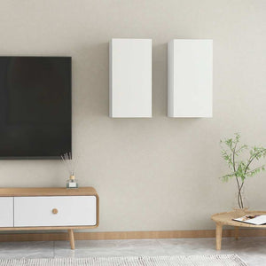 Weiße Hänge-TV-Schränke, 2er-Set