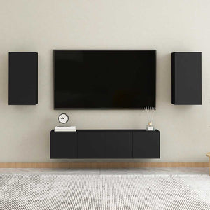 Schwarze TV-Schränke, 2er-Set