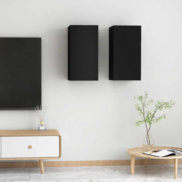 Schwarze TV-Schränke, 2er-Set