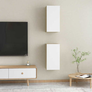 TV-Schränke Weiß Sonoma-Eiche, 2er Set