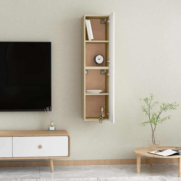 TV-Schränke Weiß Sonoma-Eiche, 2er Set