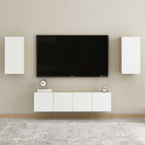 TV-Schränke Weiß Sonoma-Eiche, 2er Set