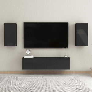 Hänge TV-Schrank, Hochglanz Schwarz, 30,5x30x60 cm