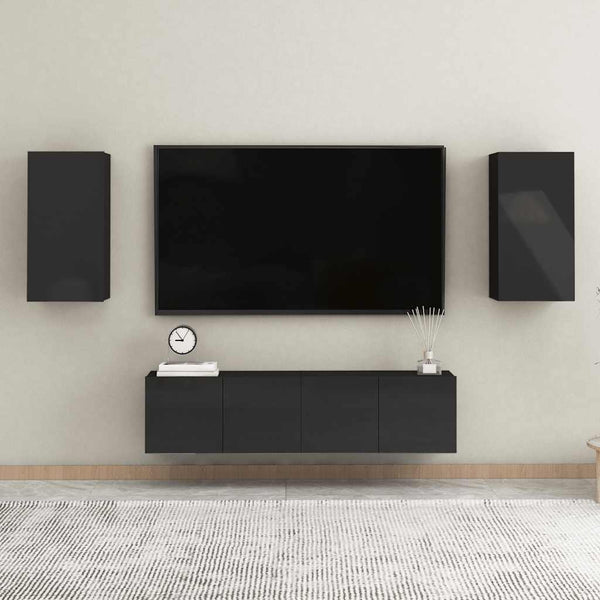 Hänge TV-Schrank, Hochglanz Schwarz, 30,5x30x60 cm