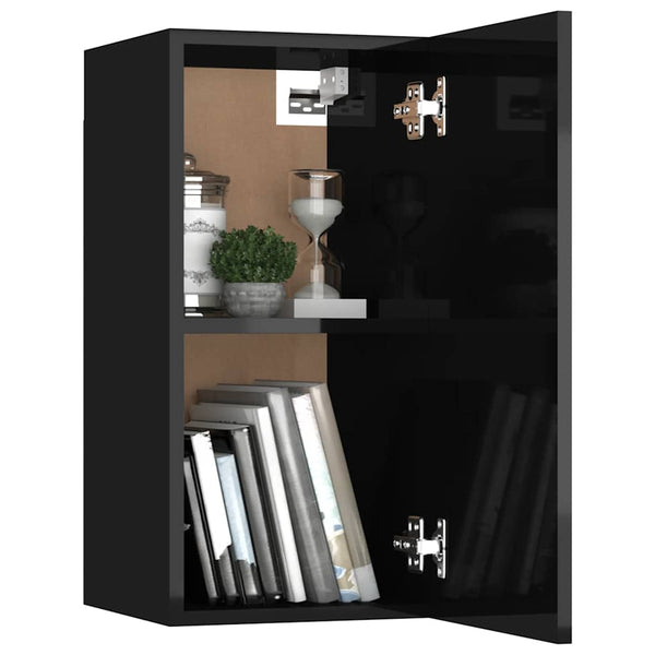 Hänge TV-Schrank, Hochglanz Schwarz, 30,5x30x60 cm