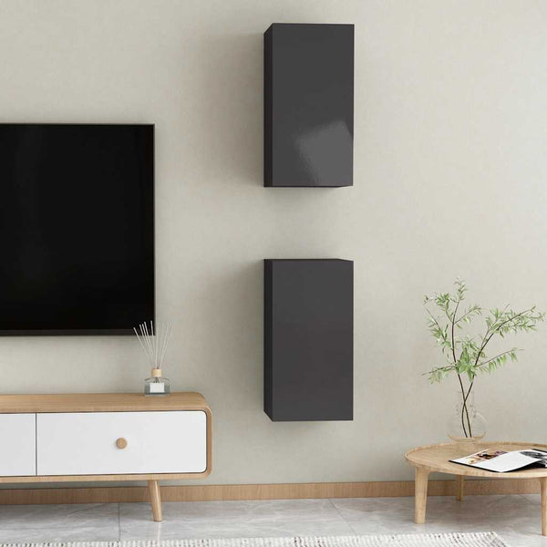 TV-Schränke, Hochglanz Schwarz, 2er-Set