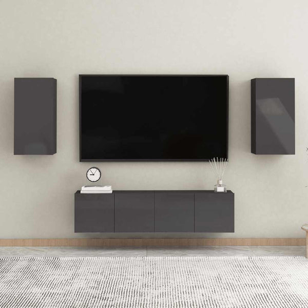 TV-Schränke, Hochglanz Schwarz, 2er-Set