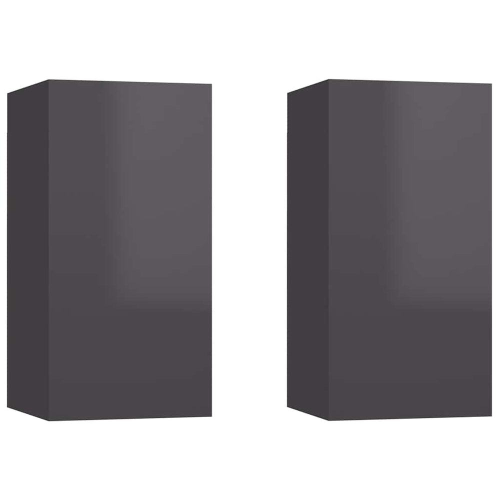 vidaXL Meubles TV 2 pcs Gris brillant 30,5x30x60 cm Bois d'ingénierie