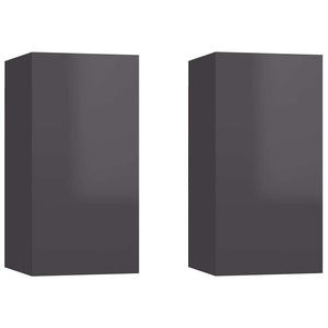 vidaXL Meubles TV 2 pcs Gris brillant 30,5x30x60 cm Bois d'ingénierie