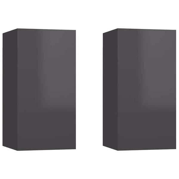 vidaXL Meubles TV 2 pcs Gris brillant 30,5x30x60 cm Bois d'ingénierie