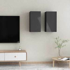vidaXL Meubles TV 2 pcs Gris brillant 30,5x30x60 cm Bois d'ingénierie