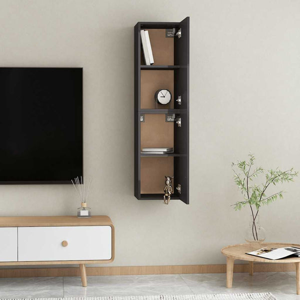 vidaXL Meubles TV 2 pcs Gris brillant 30,5x30x60 cm Bois d'ingénierie