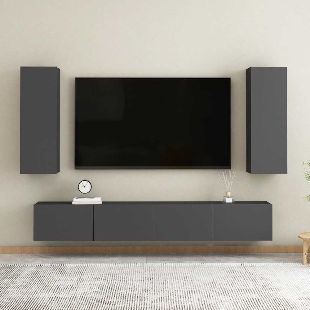 vidaXL Meubles TV 2 pcs Gris brillant 30,5x30x60 cm Bois d'ingénierie