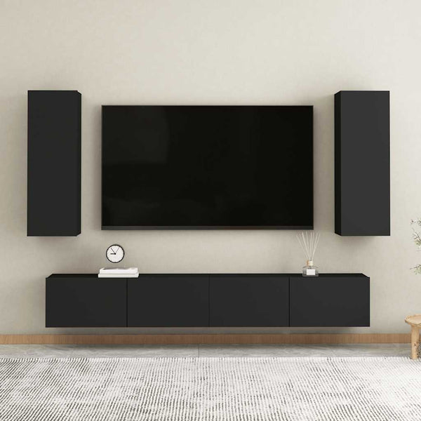 Schwarzer TV-Schrank Hängend, 90 cm