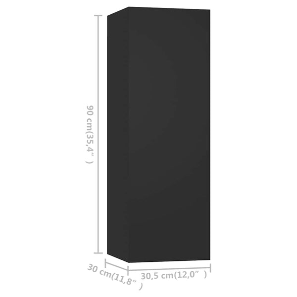 Schwarzer TV-Schrank Hängend, 90 cm
