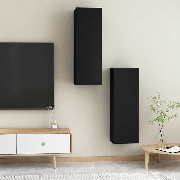 Schwarze TV-Schränke, 2er-Set