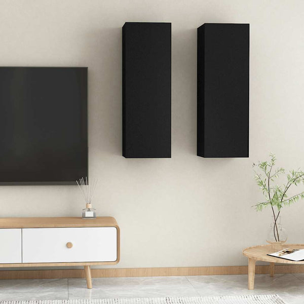 Schwarze TV-Schränke, 2er-Set