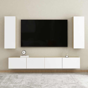 TV-Schrank Weiß Sonoma-Eiche 90cm