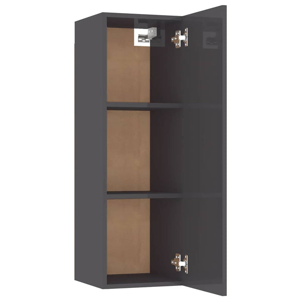 Hänge TV-Schrank Grau Hochglanz
