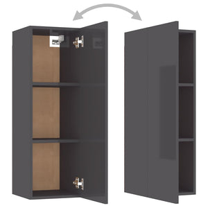 Hänge TV-Schrank Grau Hochglanz