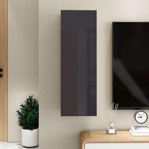 Hänge TV-Schrank Grau Hochglanz