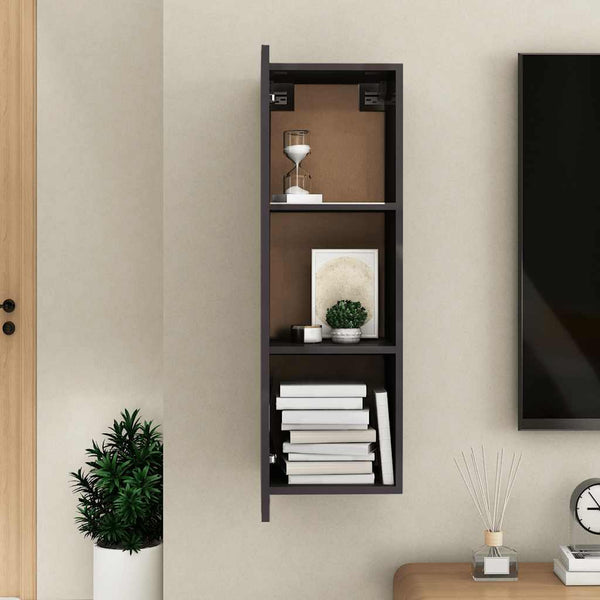 Hänge TV-Schrank Grau Hochglanz