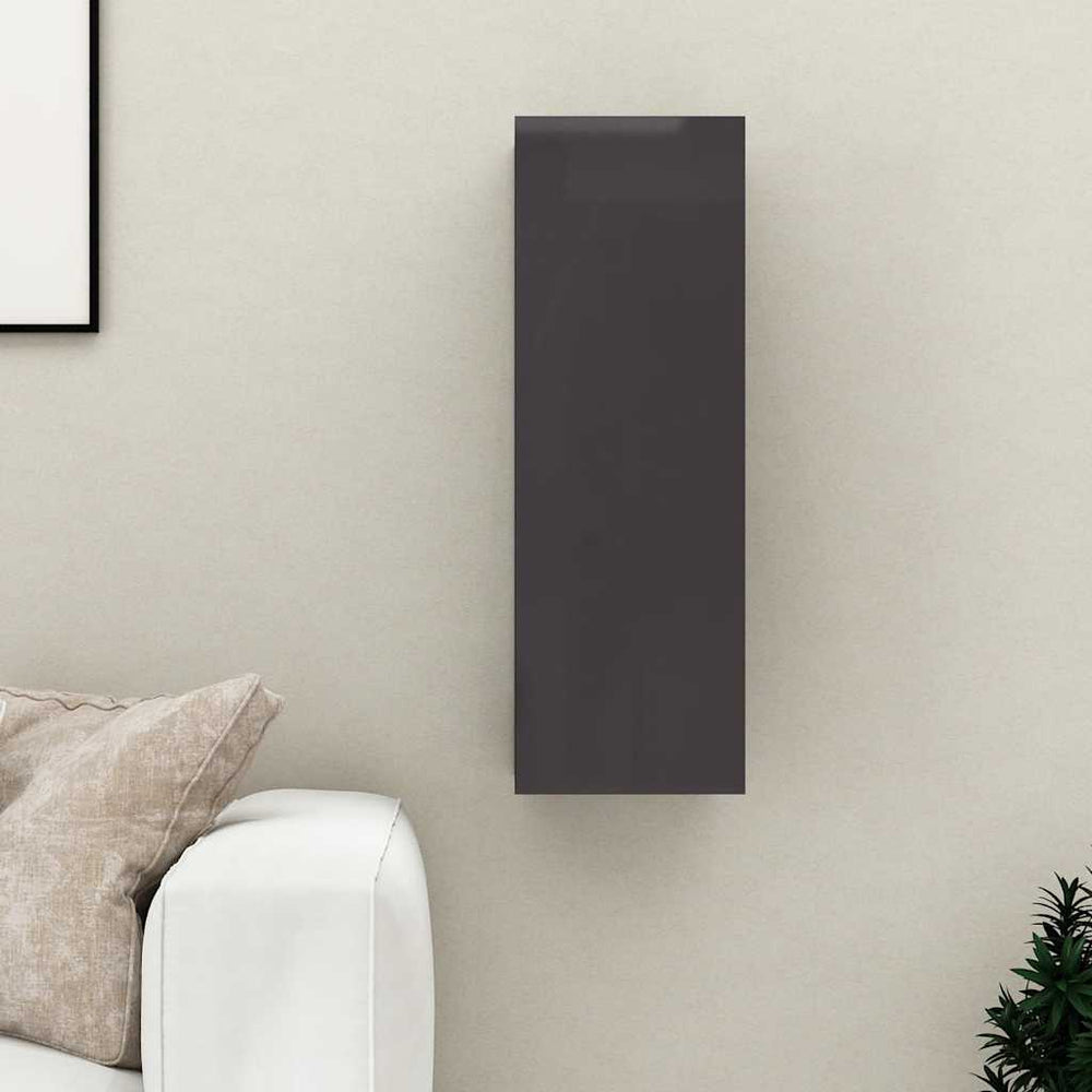 vidaXL Meuble TV gris brillant 30,5x30x90 cm Bois d'ingénierie