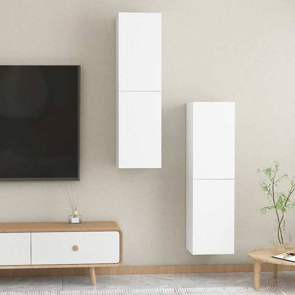 Weiße Hänge-TV-Schränke, 2er Set