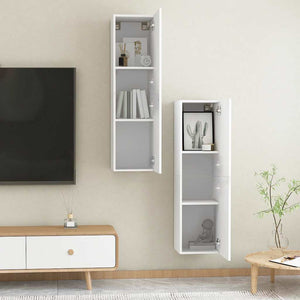 Weiße Hänge-TV-Schränke, 2er Set