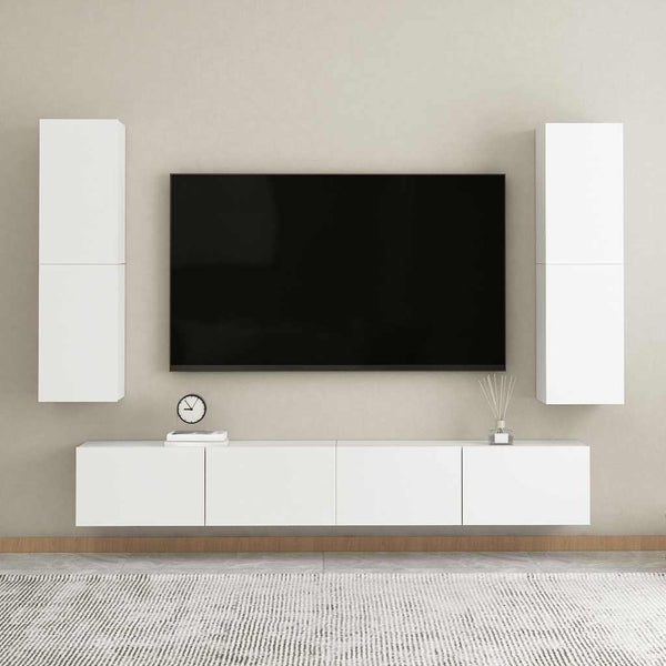 Weiße Hänge-TV-Schränke, 2er Set