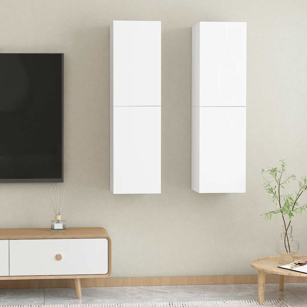 Weiße Hänge-TV-Schränke, 2er Set