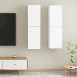 Weiße Hänge-TV-Schränke, 2er Set
