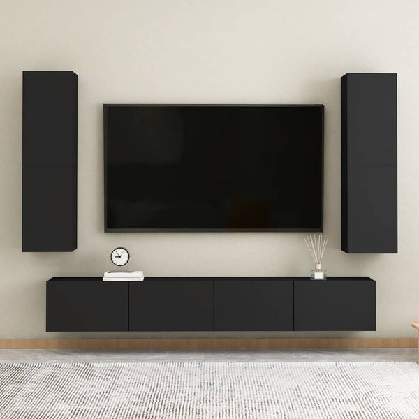Schwarzer TV-Schrank, Hängend, 110 cm