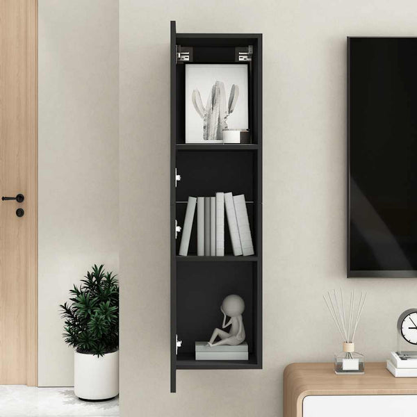 Schwarzer TV-Schrank, Hängend, 110 cm