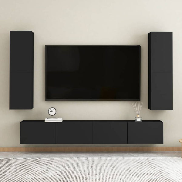 Schwarze TV-Schränke, 2er Set