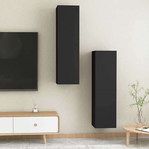 Schwarze TV-Schränke, 2er Set