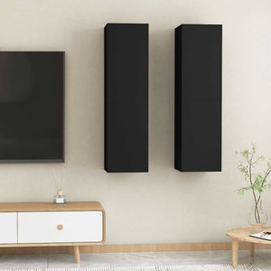 Schwarze TV-Schränke, 2er Set