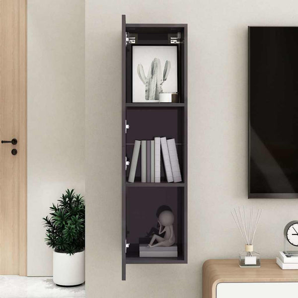 TV-Schrank Hängend Grau Hochglanz