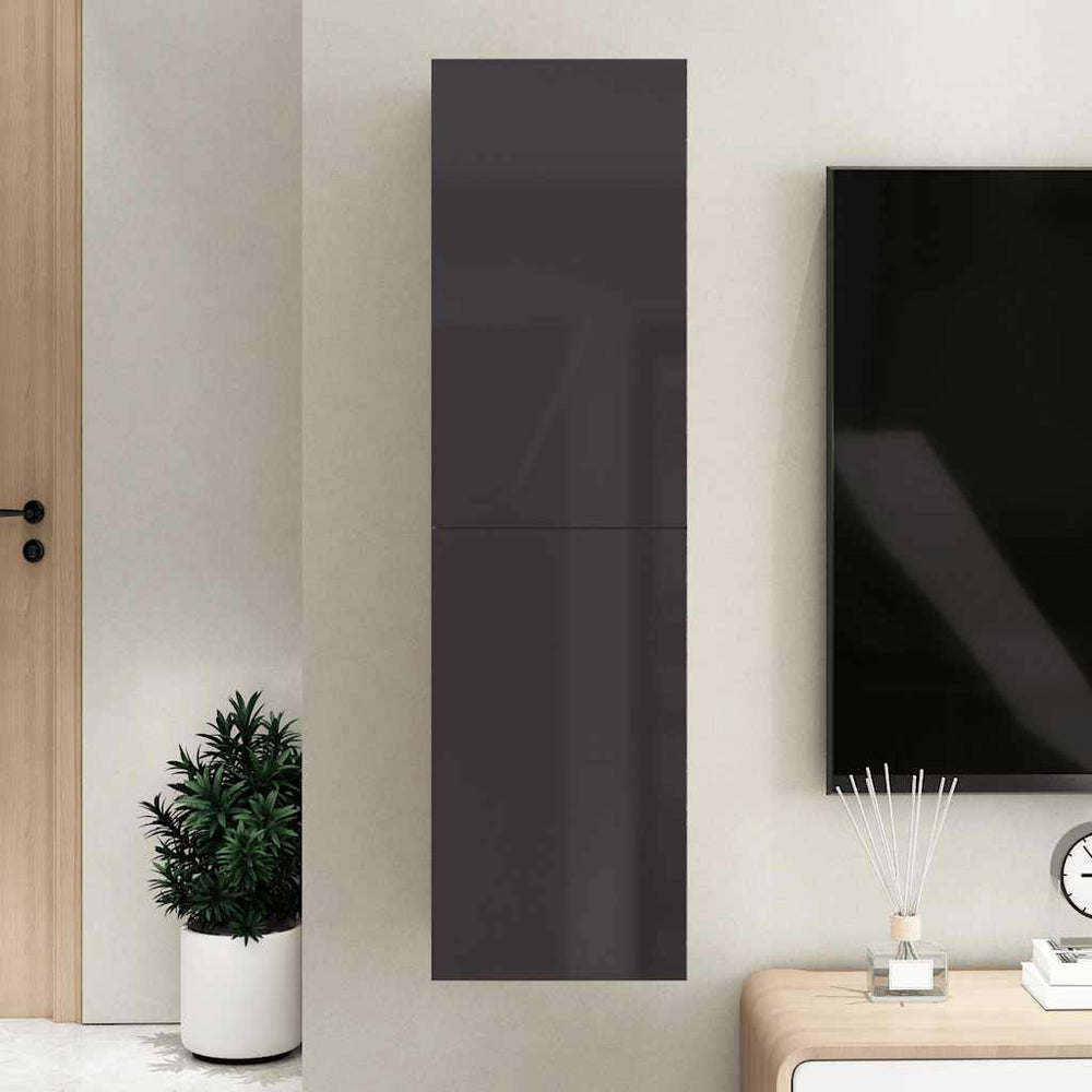 vidaXL Meuble TV gris brillant 30,5x30x110 cm en bois d'ingénierie