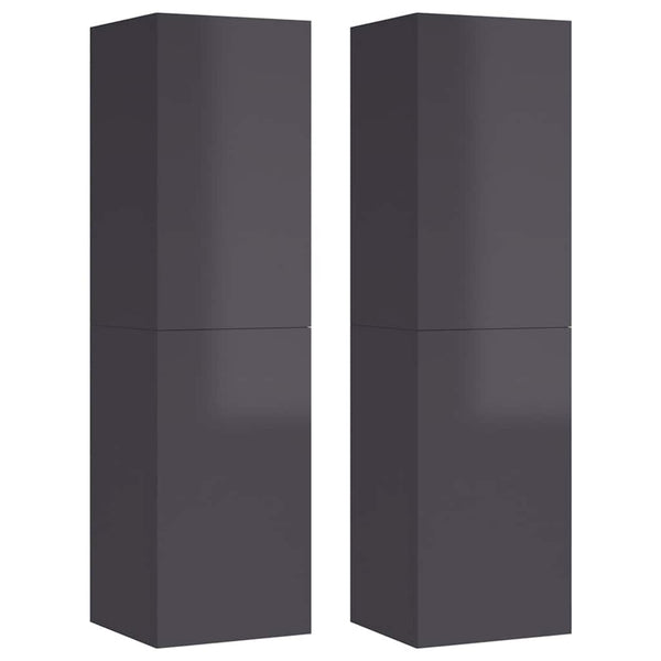 TV-Schränke, Hochglanz-Grau, 2er Set