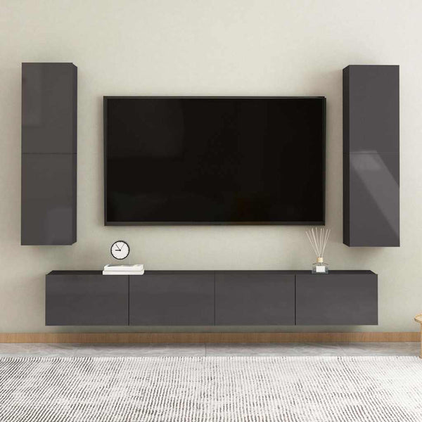 TV-Schränke, Hochglanz-Grau, 2er Set